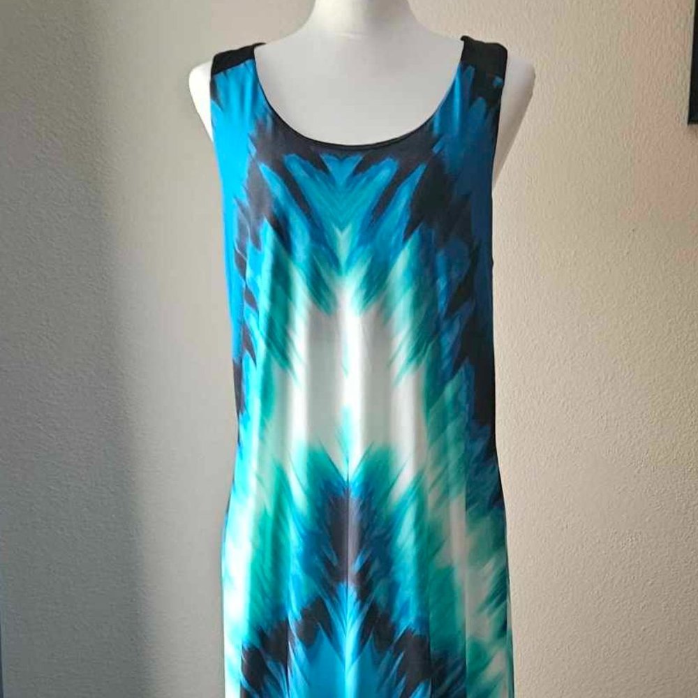 Venus Tie Dye Maxi Long Dress Sleeveless Scoop Neckline XL